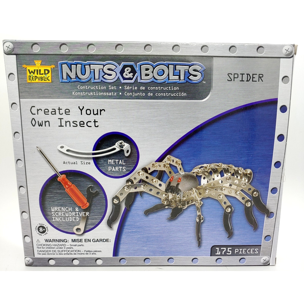 Nuts & Bolts Spider Construction Toy Building Set 175 piece Wild Republic